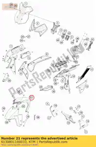 ktm 6130801100033 achterspatbord zwart - Onderkant