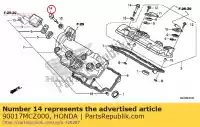 90017MCZ000, Honda, bullone, coperchio della testa honda  cb cbf vfr 600 900 1200 1300 2002 2003 2004 2005 2006 2007 2008 2009 2010 2011 2012 2013 2017, Nuovo