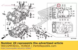Aqui você pode pedir o parafuso, flange, 9x125 em Honda , com o número da peça 90016MFAD01: