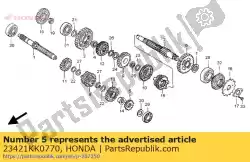 Aqui você pode pedir o engrenagem, segundo eixo principal (17t) em Honda , com o número da peça 23421KK0770: