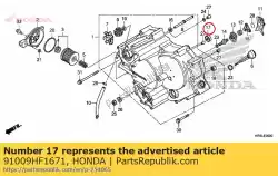 Aquí puede pedir rodamiento, bola radial, 15x32x9 de Honda , con el número de pieza 91009HF1671: