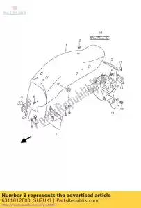 Suzuki 6311812F00 kussen, rr afweren - Onderkant