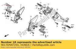 Aqui você pode pedir o parafuso, tampa especial, 6 mm em Honda , com o número da peça 90176MATD50: