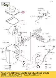 Here you can order the 01 cover,air filter from Kawasaki, with part number 140901106: