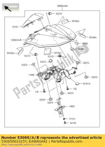 kawasaki 53065002325Y assento de capa, p.s.white zr800ads - Lado inferior