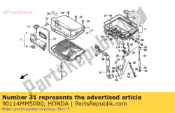 Aqui você pode pedir o parafuso, panela, 5x16 em Honda , com o número da peça 90114MM5000: