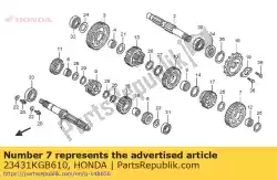 Aquí puede pedir engranaje, contraeje segundo de Honda , con el número de pieza 23431KGB610:
