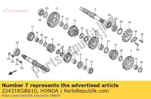 Honda 23431KGB610 engranaje, contraeje segundo - Lado inferior