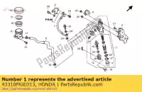 43310MGE013, Honda, tuyau comp. a, rr. frein honda vfr  f crosstourer x dtc fd xd dct vfr1200fa vfr1200fda vfr1200f vfr1200fd 1200 , Nouveau