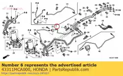 Here you can order the main pipe a, rr. Brake from Honda, with part number 43311MCA000: