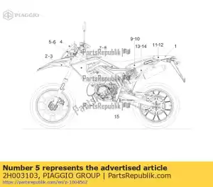 Piaggio Group 2H003103 matrícula rh - Lado inferior