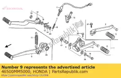 Ici, vous pouvez commander le pédale, comp, frein arrière auprès de Honda , avec le numéro de pièce 46500MM5000: