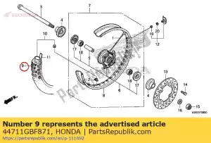 Honda 44711GBF871 pneu, fr. (bridgestona) ( - Lado inferior