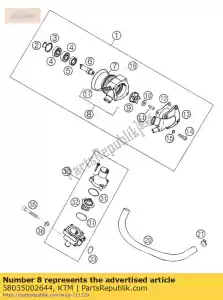 ktm 58035002644 caja de bomba de agua cpl. 4t '00 - Lado inferior