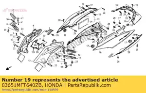 Honda 83651MFT640ZB cubierta, r. rr. cuerpo inferior - Lado inferior