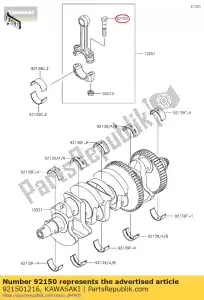 kawasaki 921501216 perno, biela, 8 zx1000-b - Lado inferior