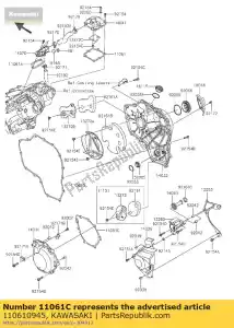 Kawasaki 110610945 pakking, generatorafdekking - Onderkant