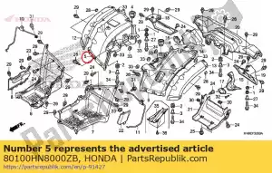 Honda 80100HN8000ZB fender, r. rr. * r232 * - Lado inferior