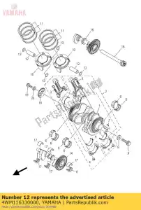 yamaha 4WM116330000 pasador, pistón - Lado inferior