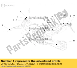 Aprilia 2H001396, Prawy kana? powietrza. kalkomania ?a-sx?, OEM: Aprilia 2H001396