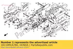 Honda 18110MCA780 beschermer ass., r. muffl - Onderkant