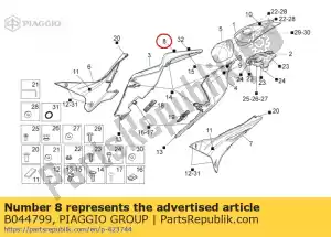 Piaggio Group B044799 rechter achterkuip sticker - Onderkant