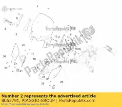 Ici, vous pouvez commander le support pare-brise gauche auprès de Piaggio Group , avec le numéro de pièce B063791: