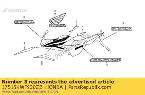 Honda 17515KWF930ZB stripe b, r * type2 * - Lado inferior