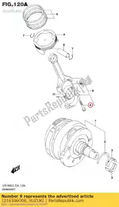 Suzuki 1216306G00 boulon, connrod - La partie au fond