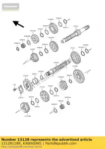 Kawasaki 131281189 shaft-transmission outpu - Bottom side