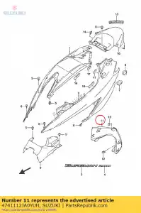 Suzuki 4741112JA0YUH cover spoiler,u - Bottom side