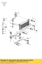 Here you can order the pipe, oil cooler, return from Triumph, with part number T2101713: