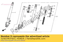 lente, fr vork van Honda, met onderdeel nummer 51401MCF003, bestel je hier online: