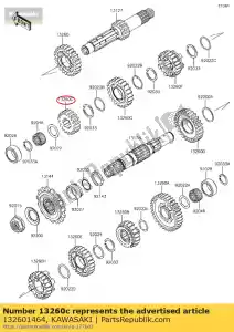 Kawasaki 132601464 engrenagem, entrada 2ª, 18t - Lado inferior