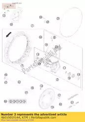 Here you can order the rear wheel hub cpl. 60/65 2000 from KTM, with part number 46010010144: