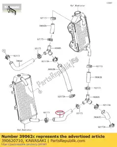 Kawasaki 390620710 hose-cooling,rad.lh lwr- - Bottom side