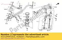 43310MAT003, Honda, tubo flessibile, rr. freno principale honda cbr 1100 1997 1998, Nuovo