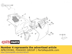 Aprilia AP8239382, Rh side panel, s.grey, OEM: Aprilia AP8239382