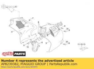 aprilia AP8239382 panneau latéral droit, gris s. - La partie au fond