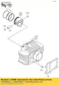 Kawasaki 130080011 piston-set-ring - La partie au fond