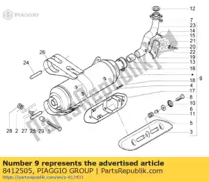 Piaggio Group 8412505 silencioso. assy. - Lado inferior