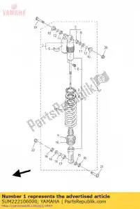 Yamaha 5UM222106000 conjunto amortiguador, trasero - Lado inferior