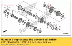 Qui puoi ordinare boccola, 15mm da Honda , con numero parte 23415KWWA80: