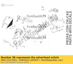 Ici, vous pouvez commander le vis auto-taraudeuse 3,6x10 auprès de Piaggio Group , avec le numéro de pièce 00011031001: