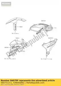 kawasaki 560751211 patrón, tapa pivotante, lh zr800ag - Lado inferior