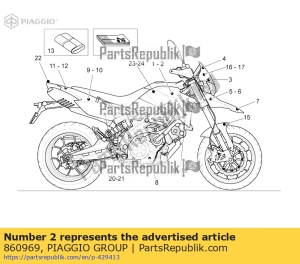 aprilia 860969 pegatina lh aprilia - Lado inferior