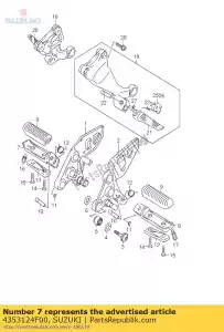 suzuki 4353124F00 bar, fr.footr., r - Lado inferior