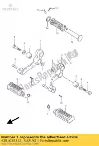 Suzuki 4351038312 barra, apoio para os pés - Lado inferior