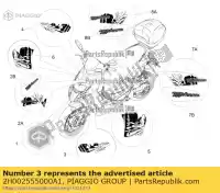 2H002555000A1, Piaggio Group, sticker voor schild rechtsvoor piaggio metca4101 metca4101, metca4102 50 2018 2019 2020 2021, Nieuw