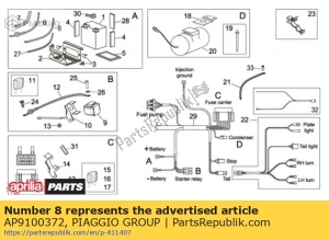 aprilia AP9100372 masse-batterie-kabel - Unterseite